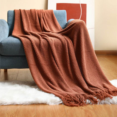 Knitted Acrylic Fiber Pineapple Grid Blanket 180x200cm - Sleep Galleria