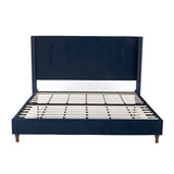 King Classic Velvet Upholstered Bed Frame With Wingback Headboard
