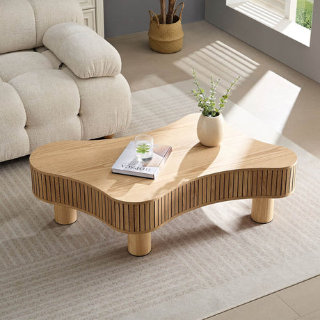 Irregular Shaped Modern Solid Wood Pedestal Coffee Table - Sleep Galleria