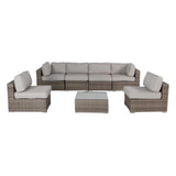 6-Piece Grey Mix Rattan Wicker Outdoor Sectional Patio Set