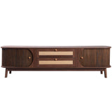 Modern Farmhouse Rattan TV Stand With Storage Cabinet - Sleep Galleria