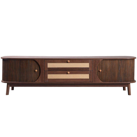 Modern Farmhouse Rattan TV Stand With Storage Cabinet - Sleep Galleria