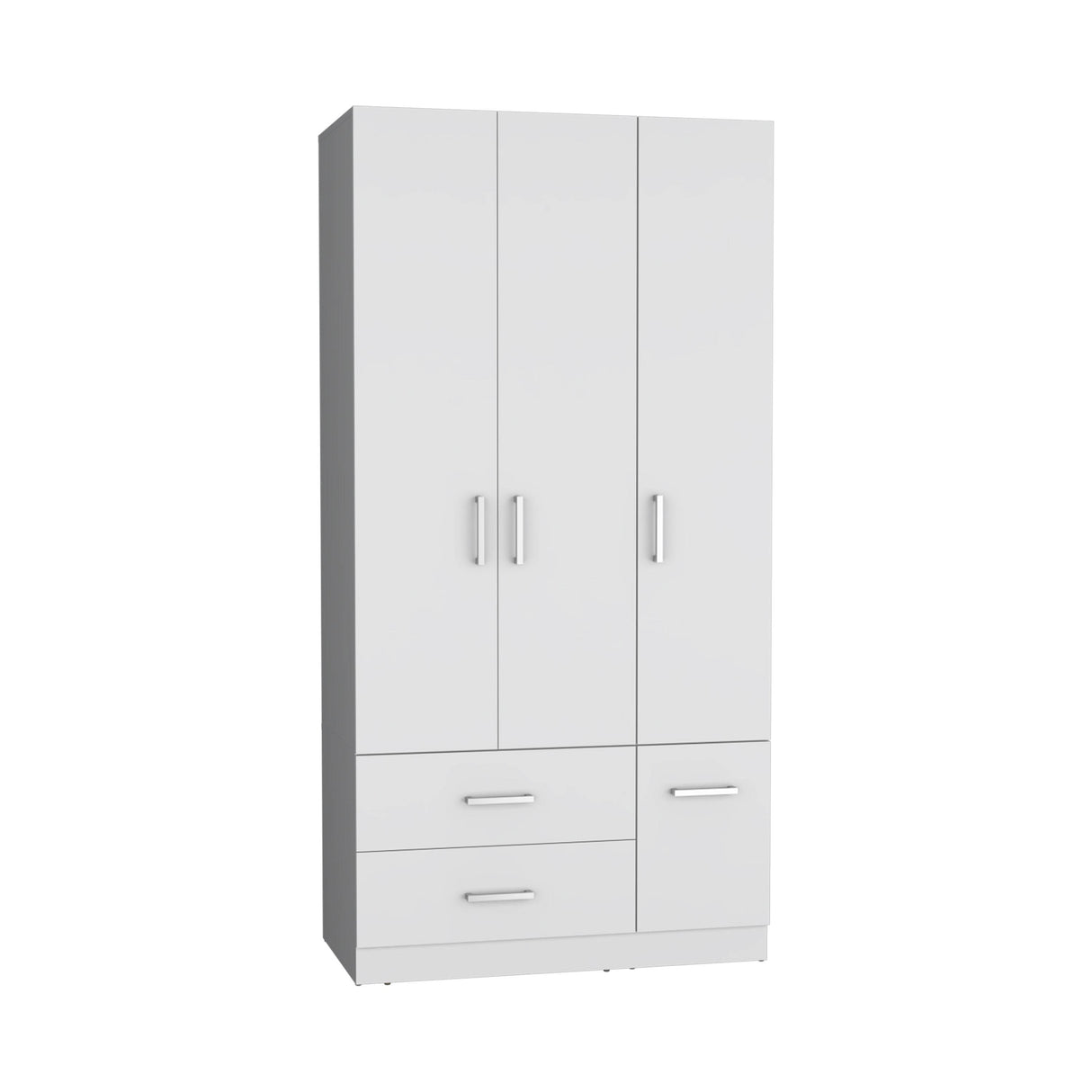 White Engineered Wood Armoire Wardrobe With Drawers