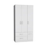 White Engineered Wood Armoire Wardrobe With Drawers
