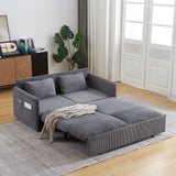 3-in-1 Convertible Corduroy Sleeper Sofa Bed With Pillows