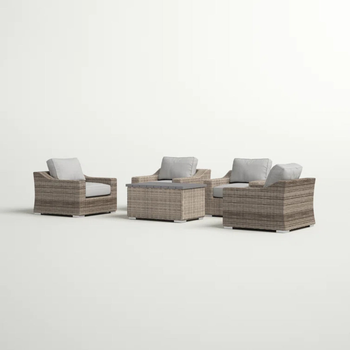 All Weather Wicker 5-Piece Outdoor Sectional Seating Group