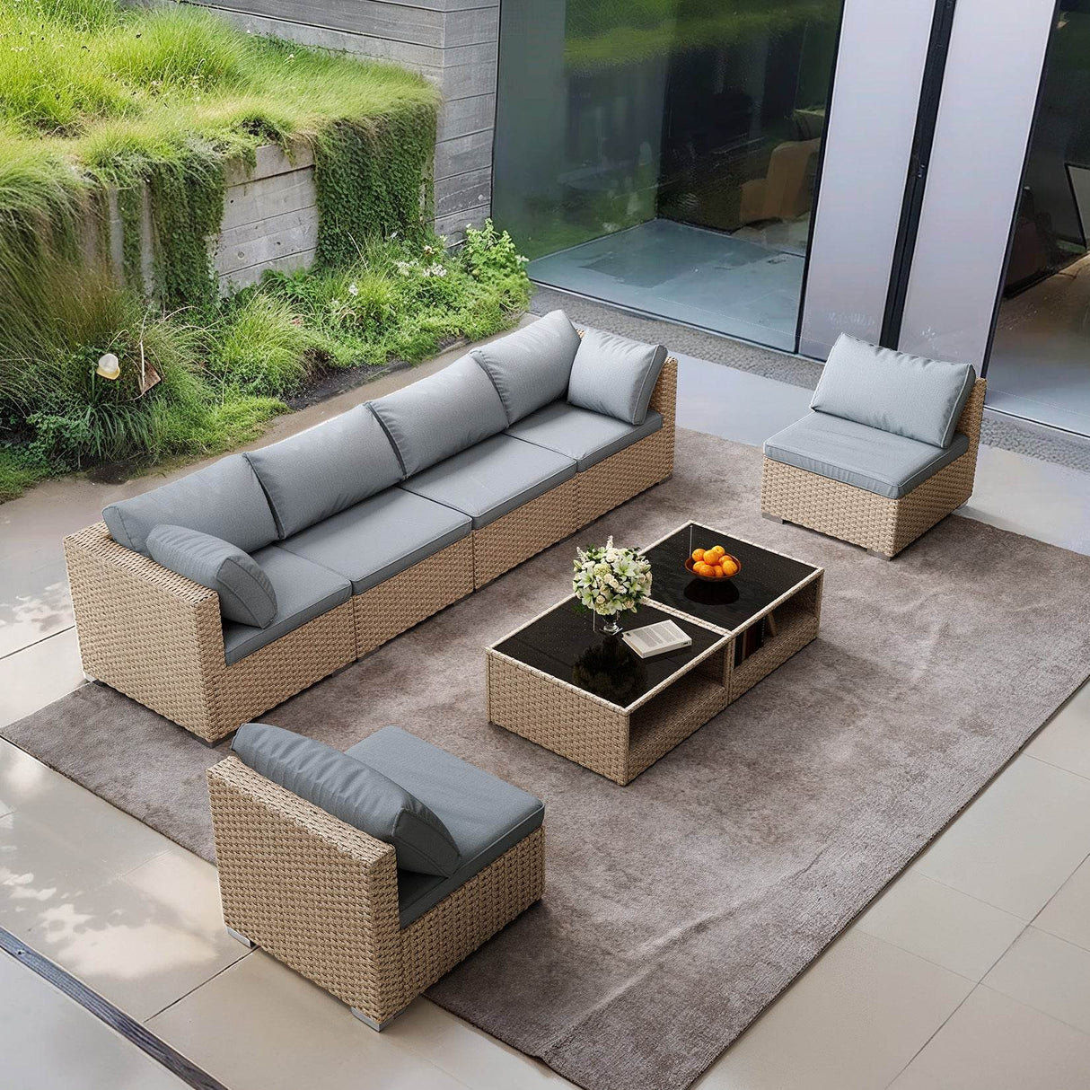 8-Piece All-Weather Modular Outdoor Patio Furniture Set