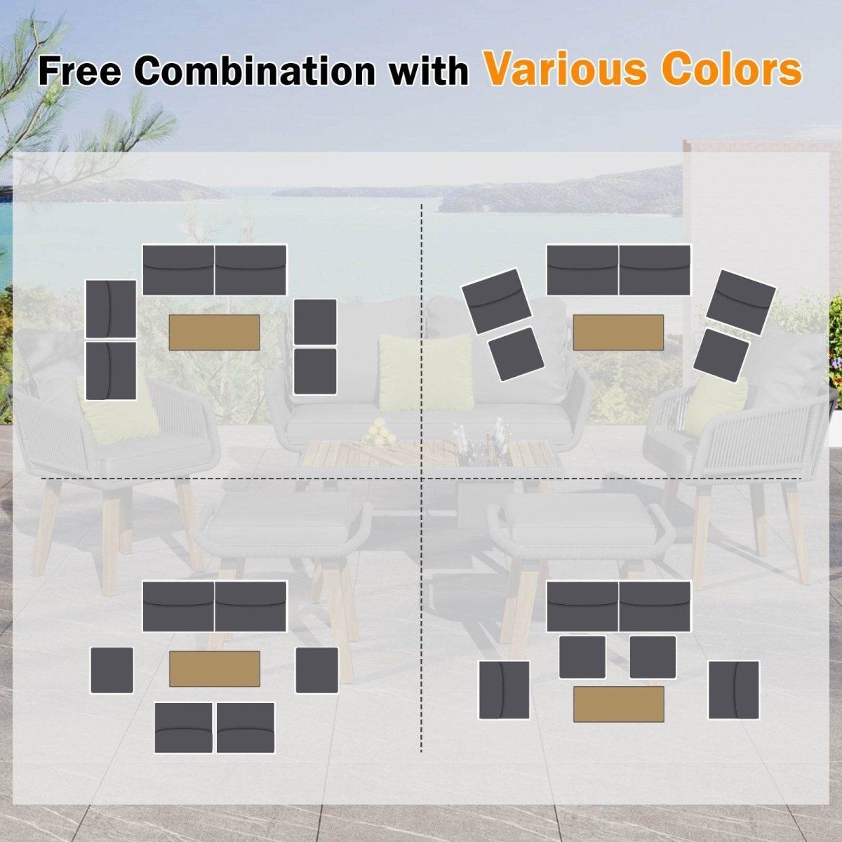 6-Piece Outdoor Woven Rope Patio Furniture Set With Bar Table - Sleep Galleria