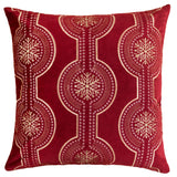 Red Embroidered Velvet Holiday Throw Pillow 20x20