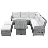 Beige Outdoor Patio Rattan Sectional Furniture Set