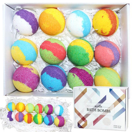 Set Of 12 Exfoliating Bath Bombs For Smooth Skin - Calmora - Sleep Galleria