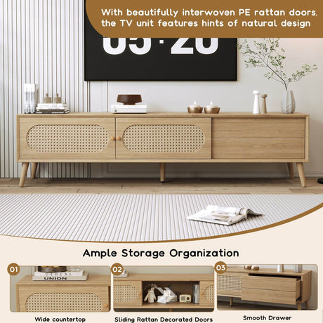 Boho Farmhouse Solid Wood TV Stand Cabinet - Sleep Galleria
