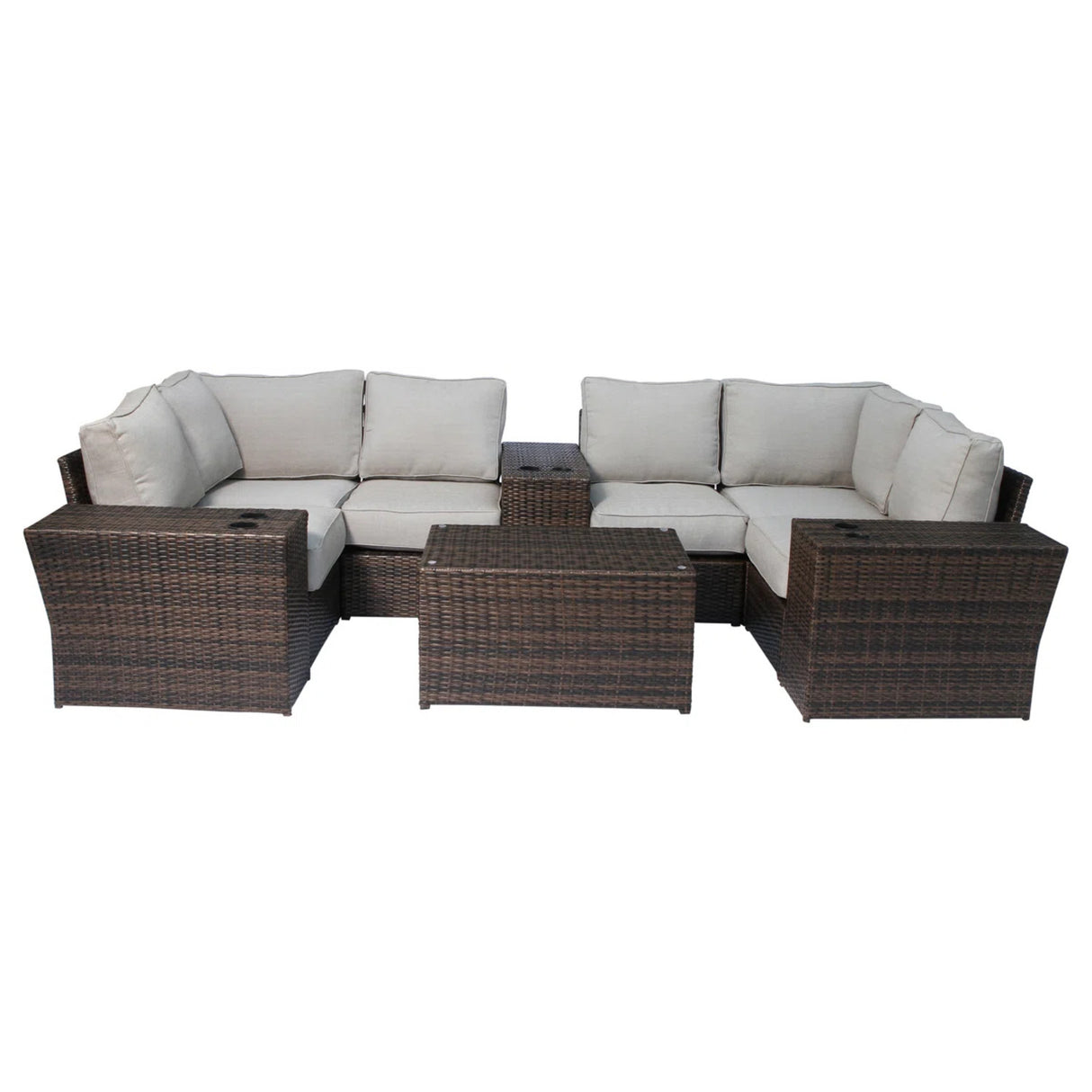 10-Piece Modular Wicker Patio Seating Set With Cushions