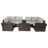 10-Piece Modular Wicker Patio Seating Set With Cushions