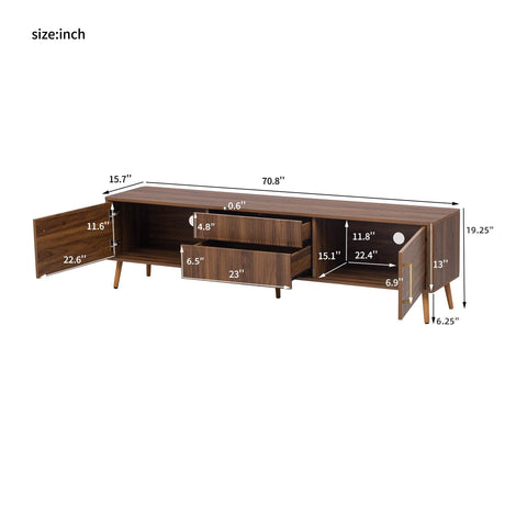 Mid Century Modern Walnut Wood TV Stand With Storage - Sleep Galleria