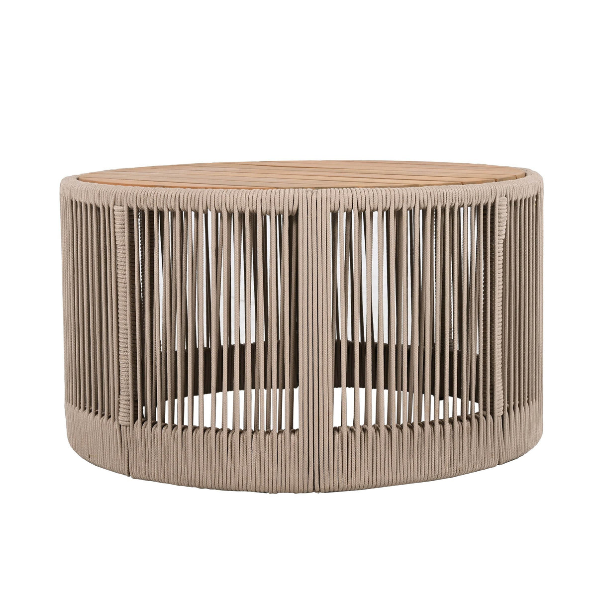 Rustic Acacia Wood Iron Rope Outdoor Coffee Table - Sleep Galleria