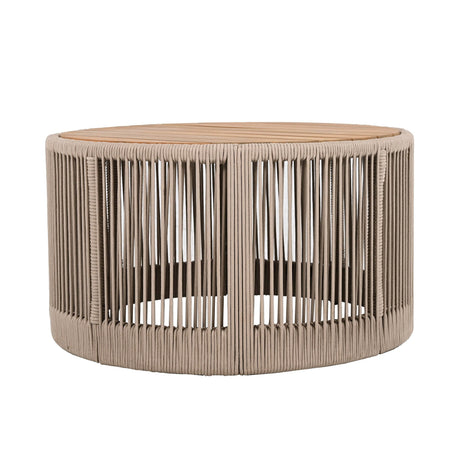Rustic Acacia Wood Iron Rope Outdoor Coffee Table - Sleep Galleria