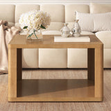 Natural Farmhouse Square Coffee Table With Storage