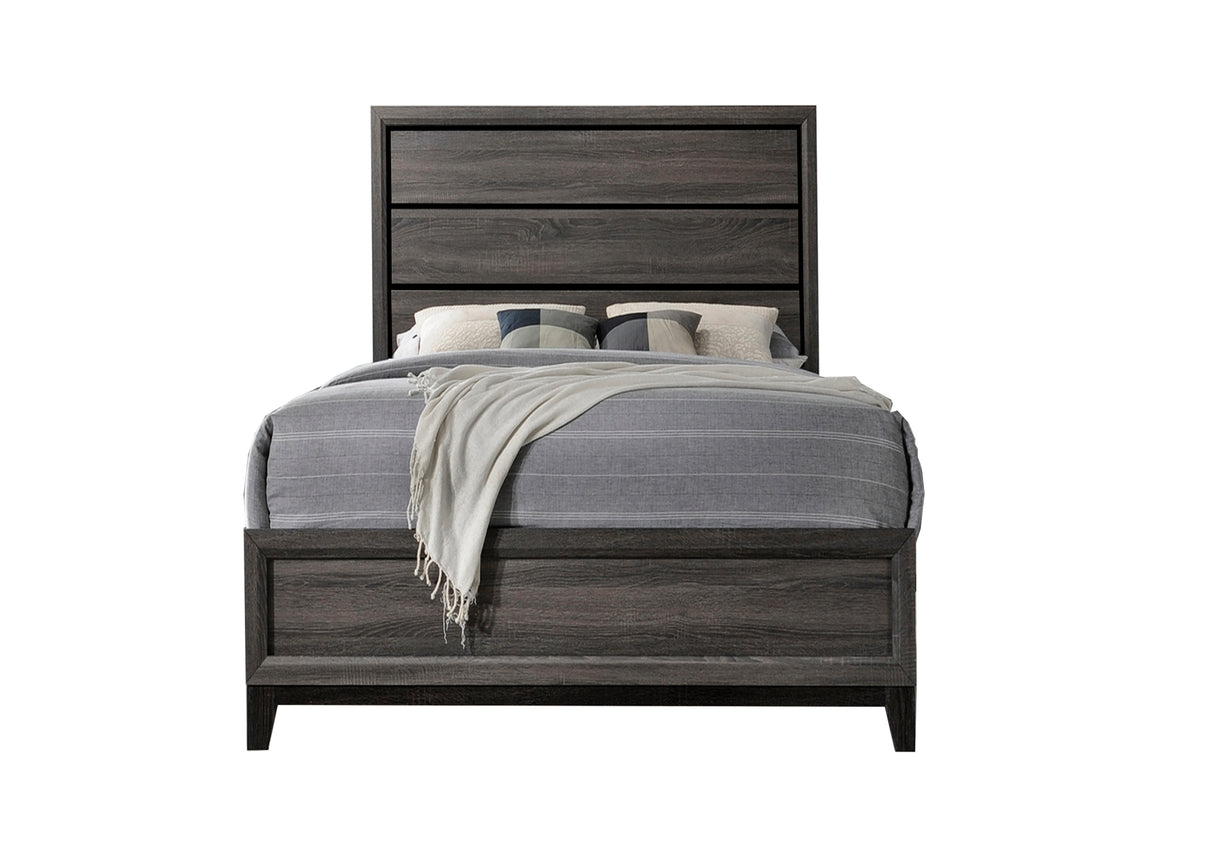 King Modern Rustic Gray Wood Bedroom Bed Frame