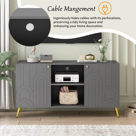Modern Gray MDF TV Stand With Adjustable Shelf - Sleep Galleria