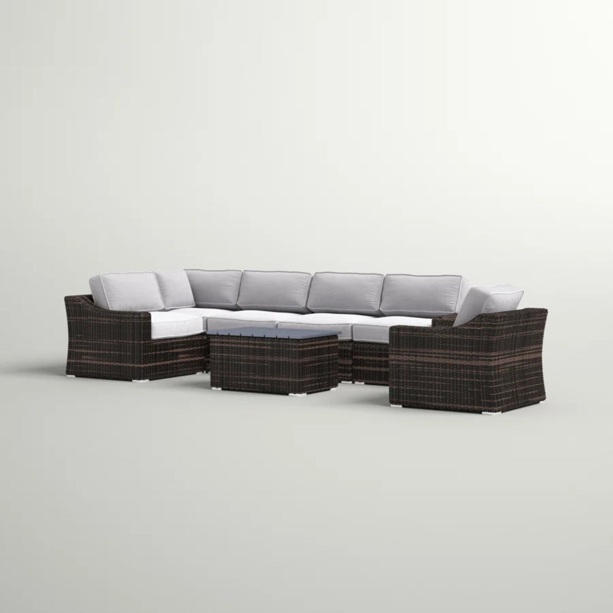 5-Piece All-Weather Wicker Sectional Seating Group With Cushions