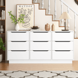 White Modern 9-Drawer Spacious Storage Dresser