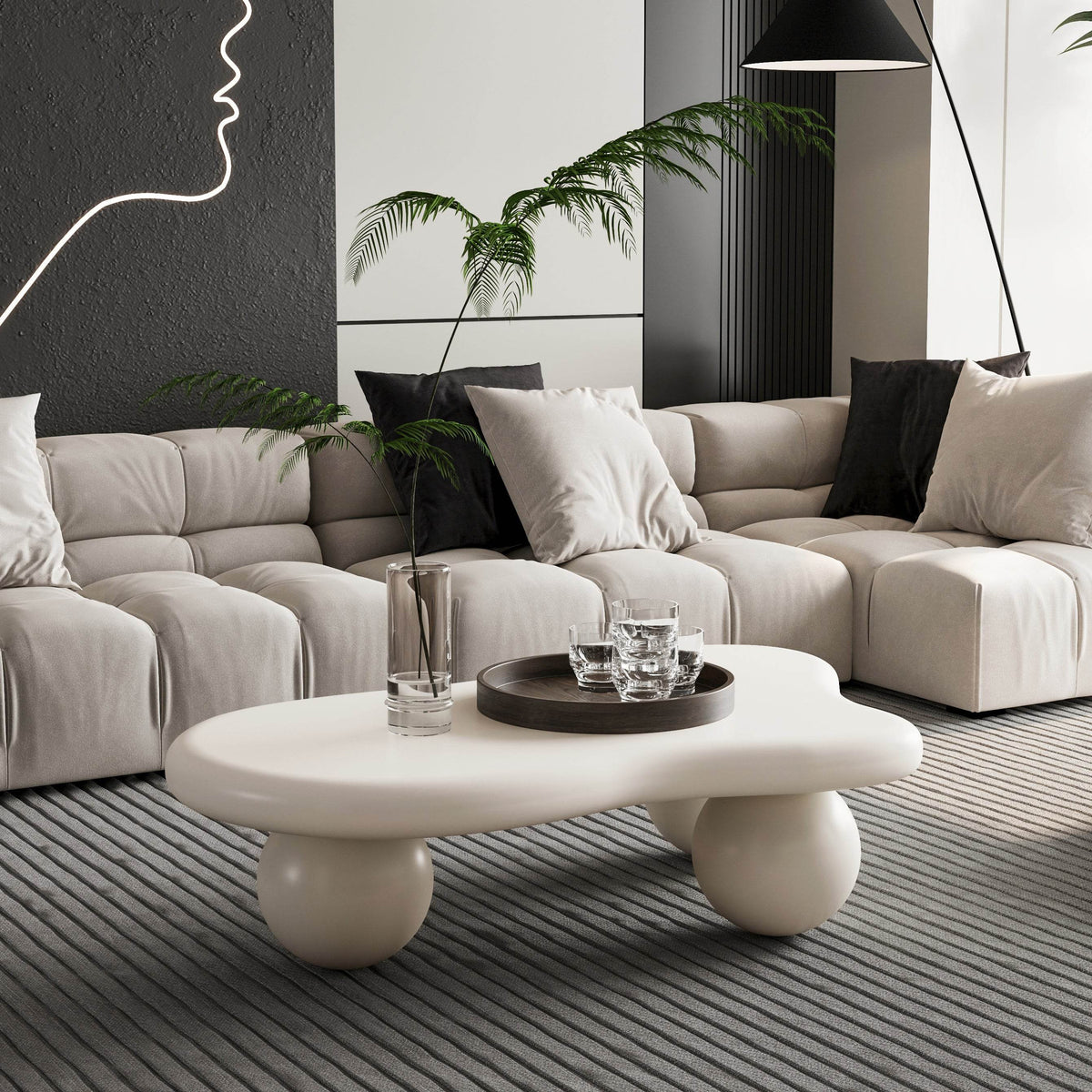 Modern 40-Inch Cloud Shaped Lacquered Coffee Table