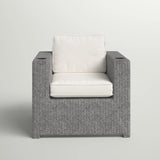 Outdoor Wicker Club Chair With Plush Weather-Resistant Cushions
