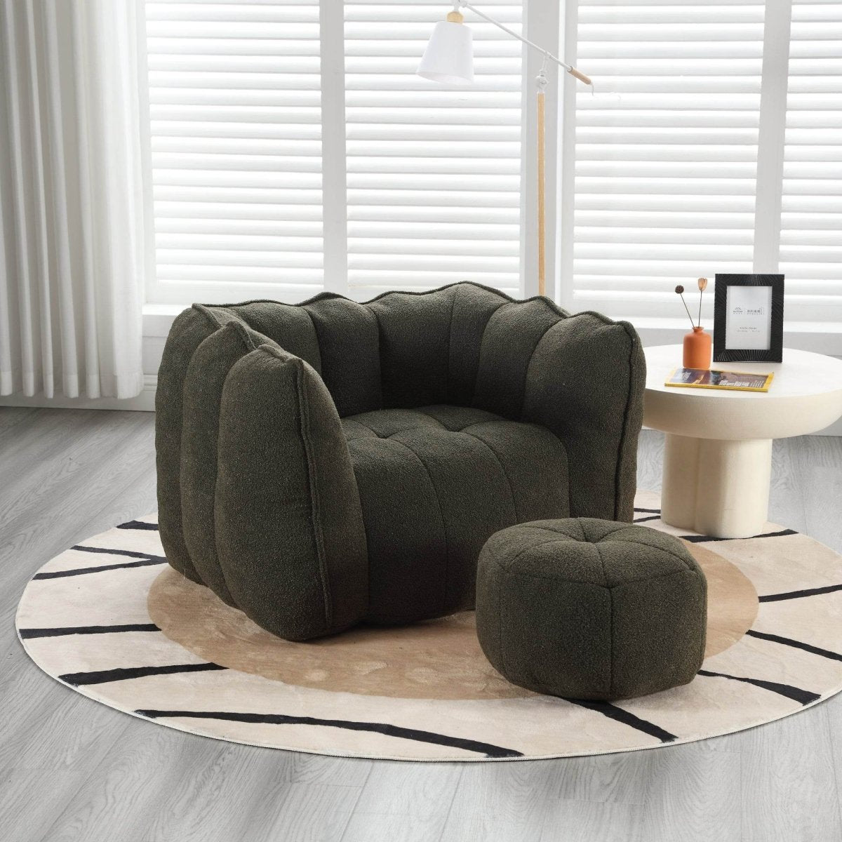 Soft Chenille Bean Bag Chair with Foam - Calmora - Sleep Galleria