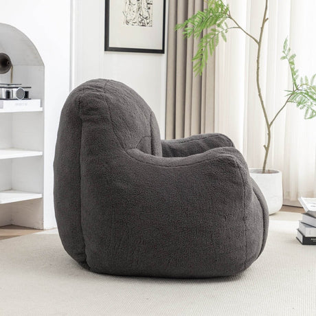 Dark Gray Teddy Foam Bean Bag Chair - Calmora - Sleep Galleria