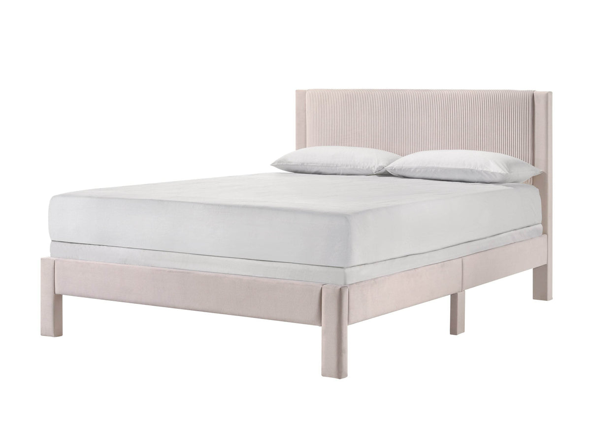 Contemporary Upholstered Ribbed Full Platform Bed Frame