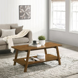 Mid-Century Modern Walnut Wood Shelf Coffee Table