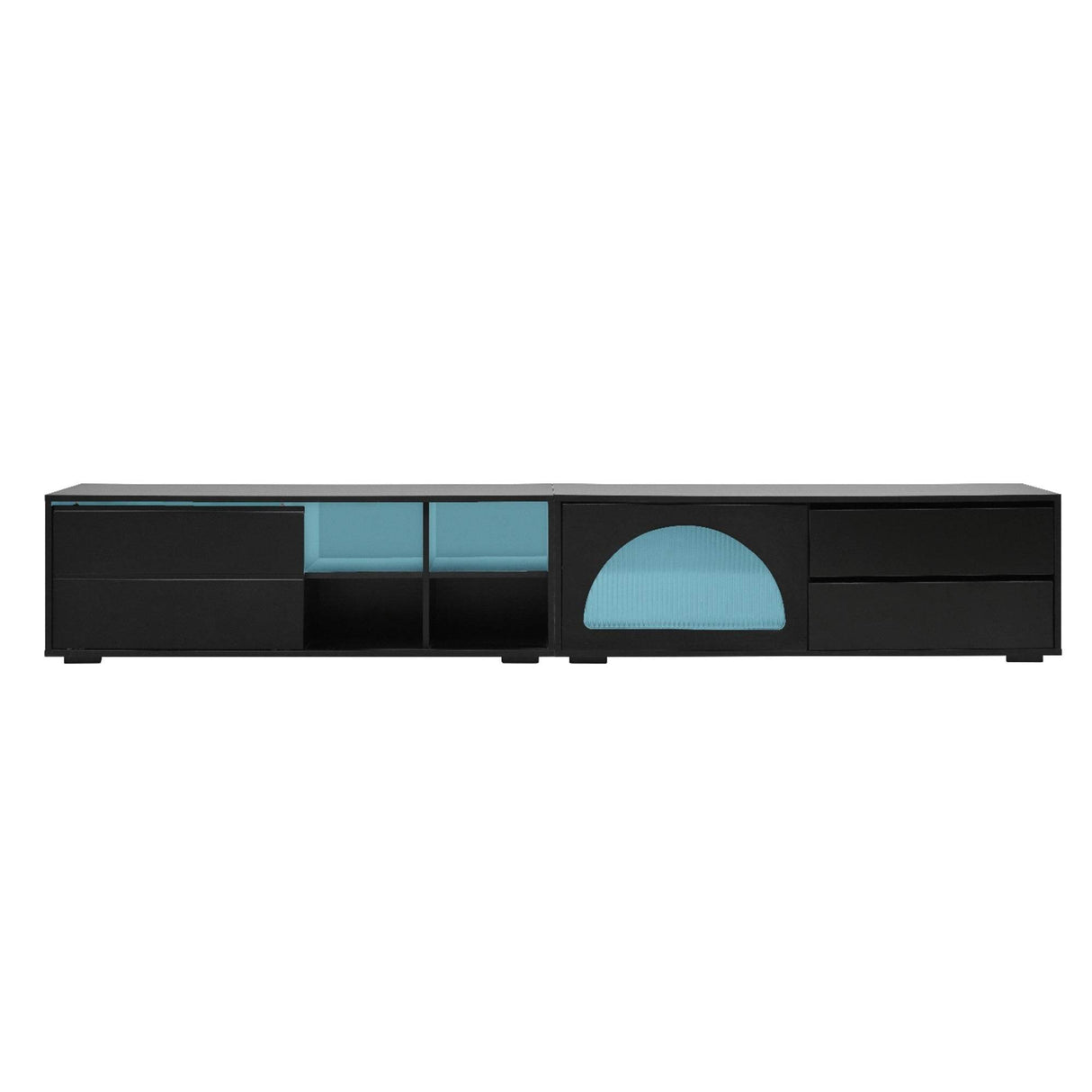 Modern Black TV Stand With LED Light And Storage - Sleep Galleria