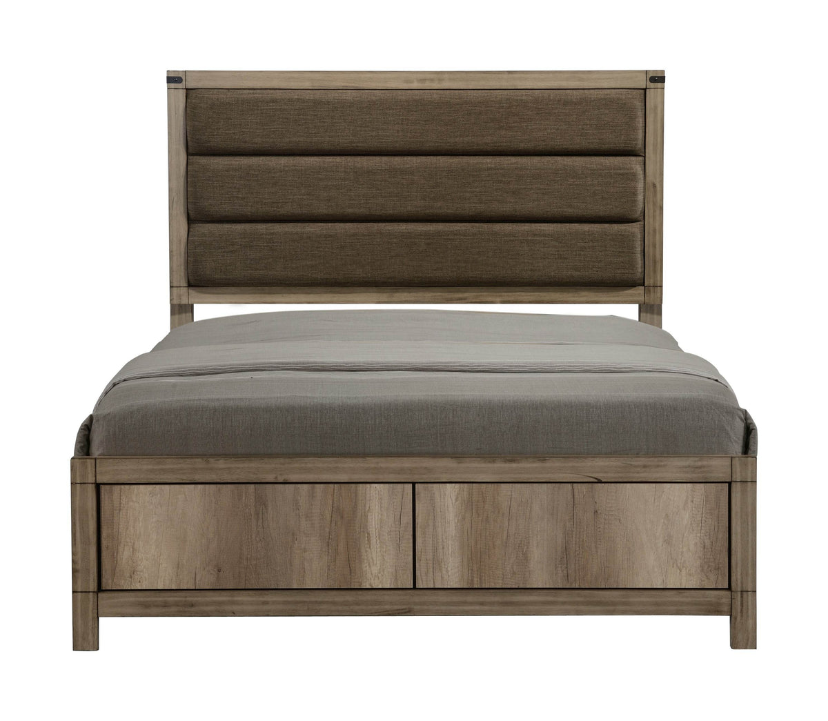 Contemporary Upholstered Wood King Bed Frame Gray