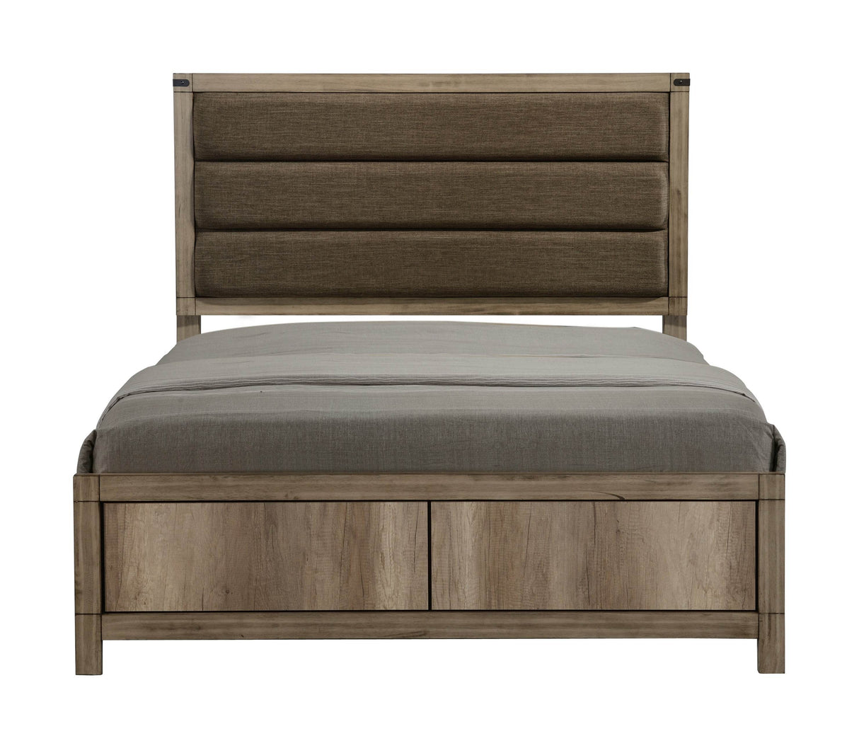 Contemporary Upholstered Wood King Bed Frame Gray