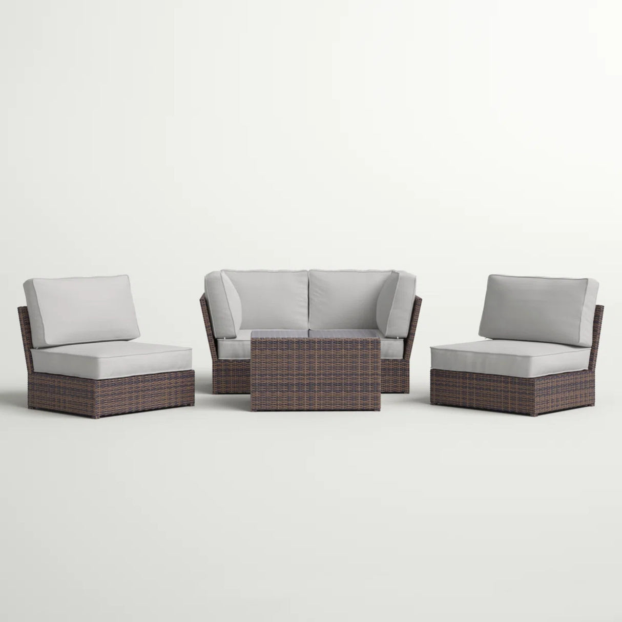 5-Piece Outdoor Weather Resistant Resin Wicker Sofa Set With Cushions