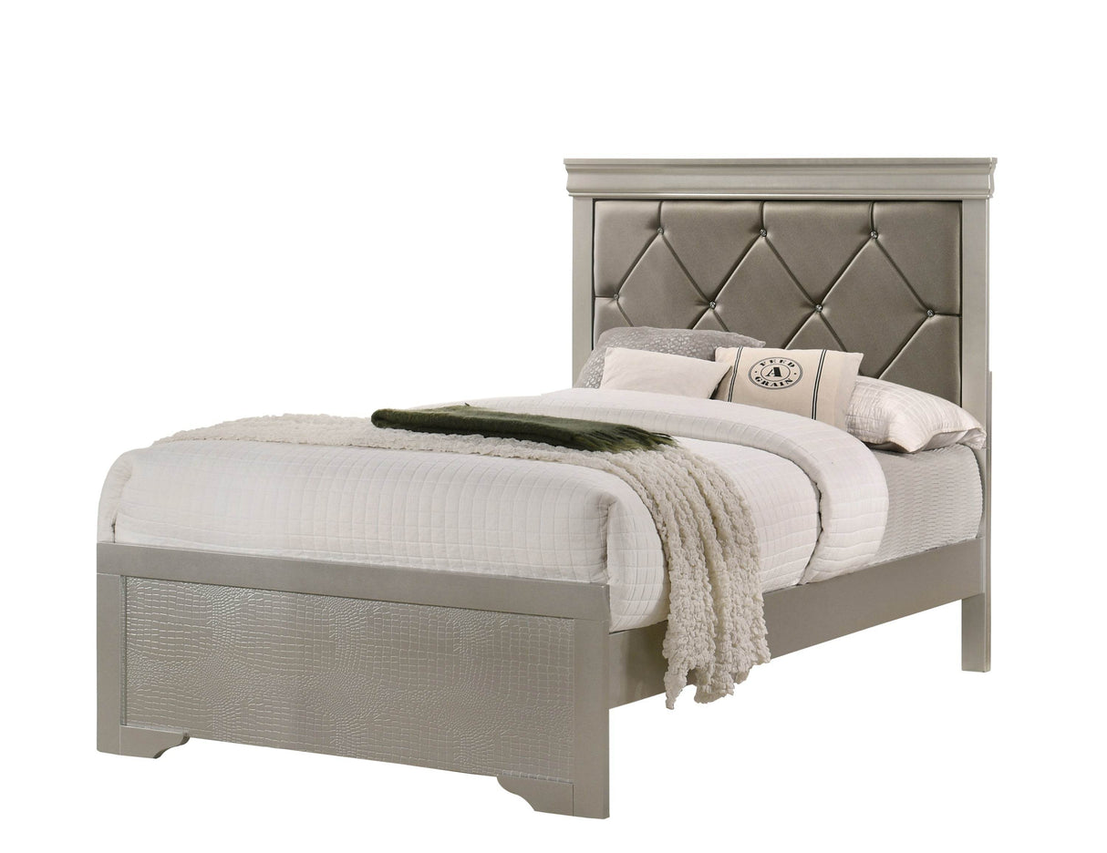 Modern Twin Panel Bed Frame With Upholstered Headboard
