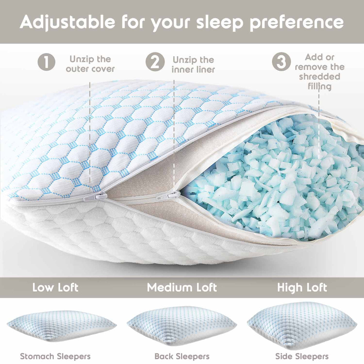 Virtu Temperature Regulating Reversible Cooling Body Pillow for Adult, Adjustable Memory Foam Long Body Pillows for Bed, 20" X 54"
