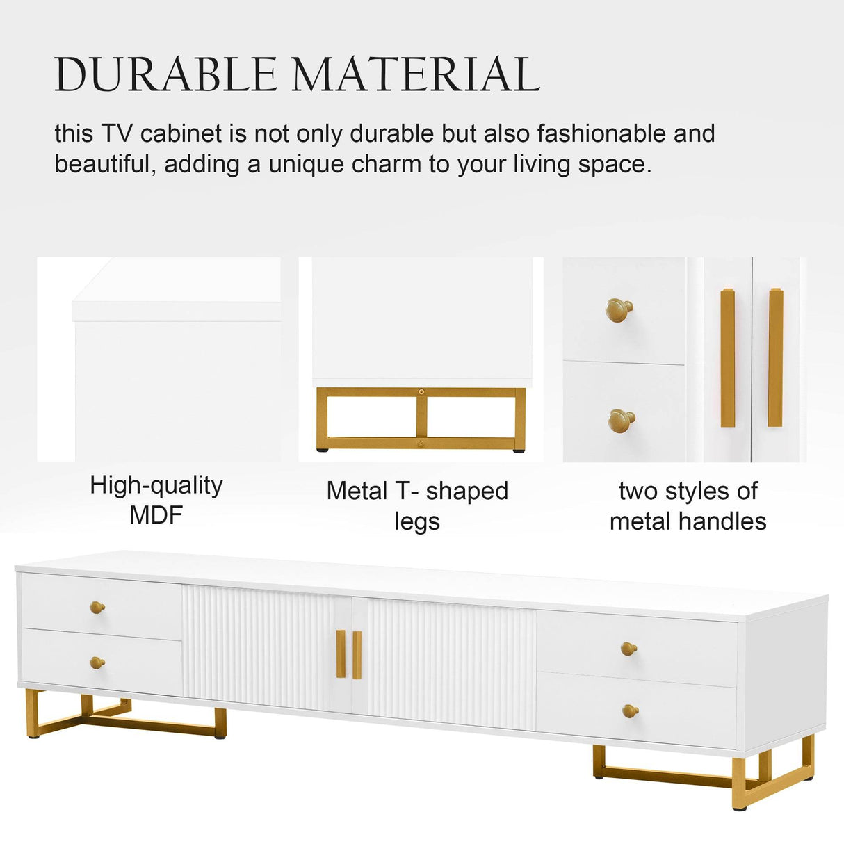 Modern White MDF TV Stand With Storage Cabinet - Sleep Galleria