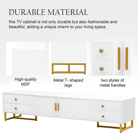 Modern White MDF TV Stand With Storage Cabinet - Sleep Galleria