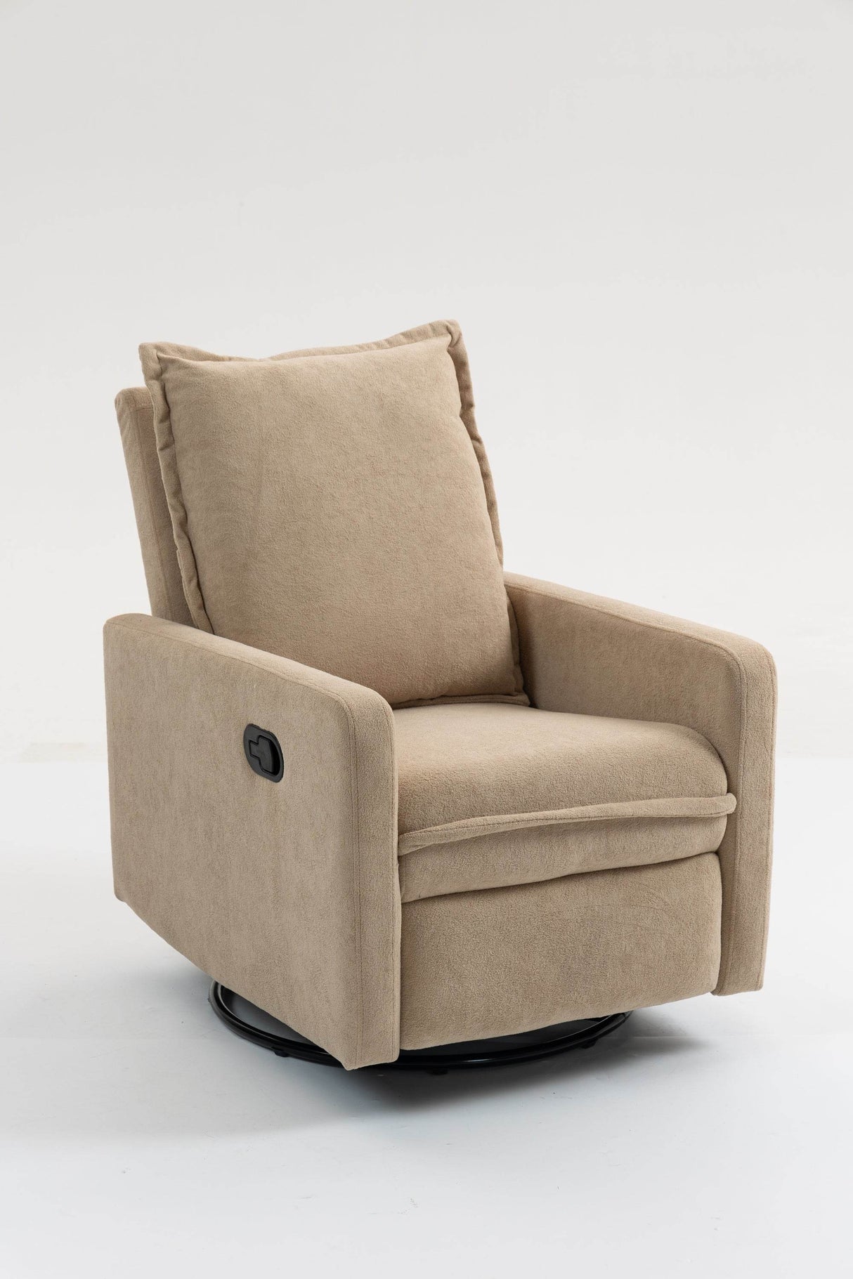 Camel Velvet Plush Manual Button Armchair Sofa