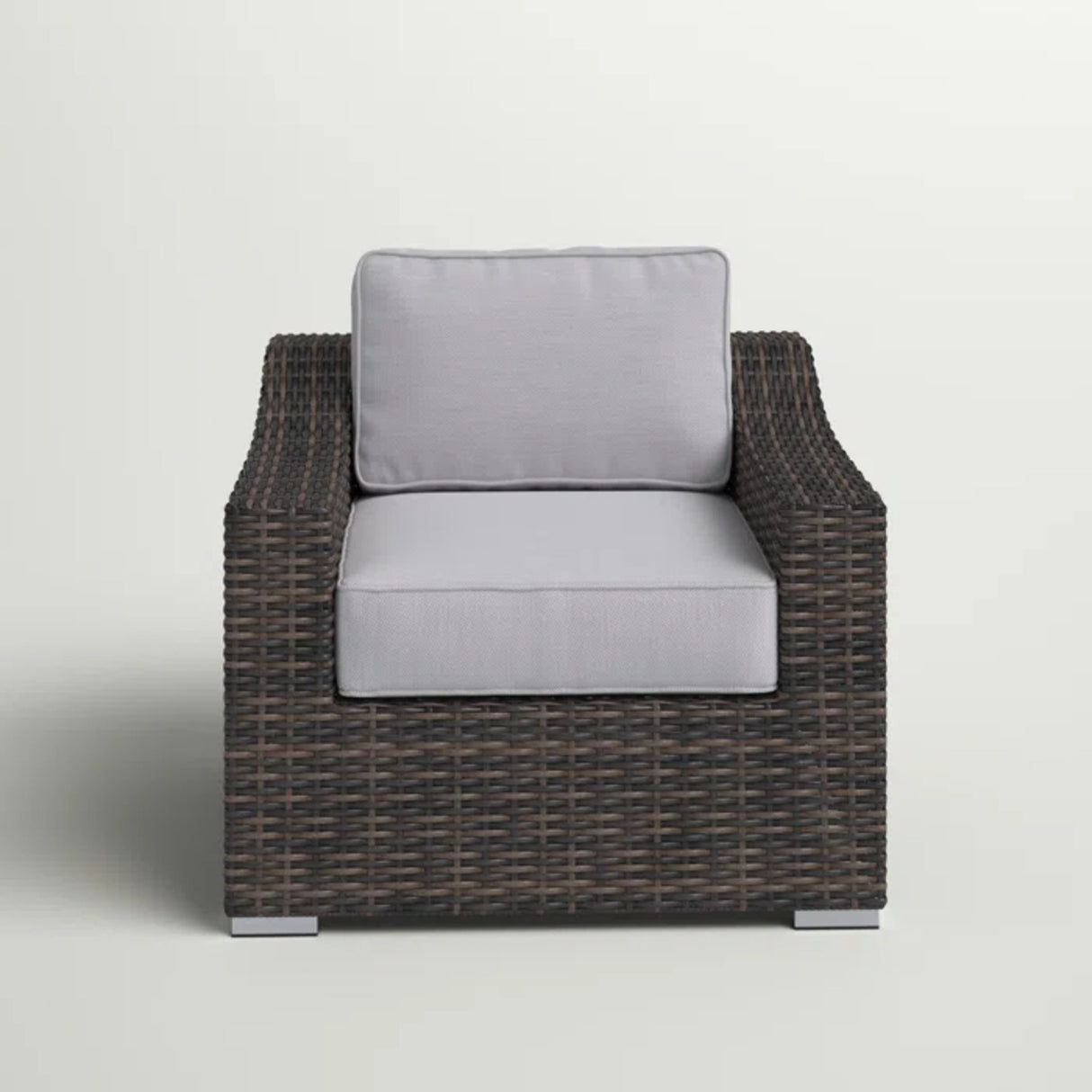 Espresso Wicker Outdoor Patio Armchair With Cushion