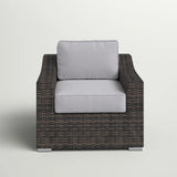 Espresso Wicker Outdoor Patio Armchair With Cushion