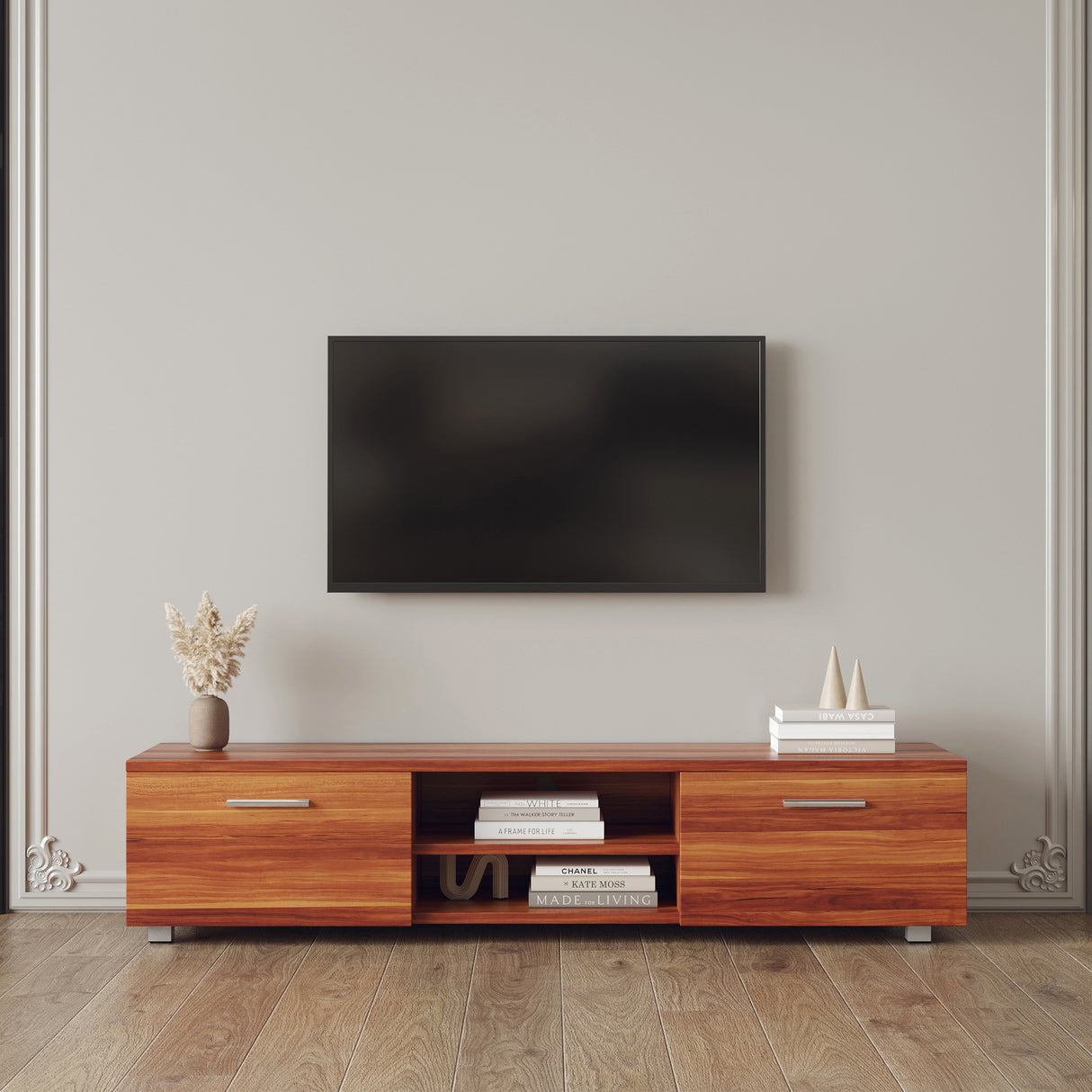 Walnut Mid-Century Media Console TV Stand