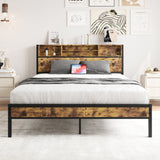 Queen Metal Platform Bed Frame With Charging Station