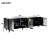 Contemporary Black TV Stand With Fluted Glass Doors - Sleep Galleria