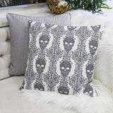 Gothic Damask Skull Cotton Linen Throw Pillow 20x20 Inch