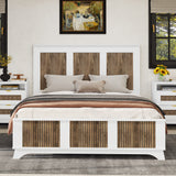 Queen Farmhouse Wooden Platform Bed With Plywood Slats