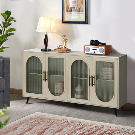 Antique Gold Wood TV Stand With Storage Cabinet - Sleep Galleria