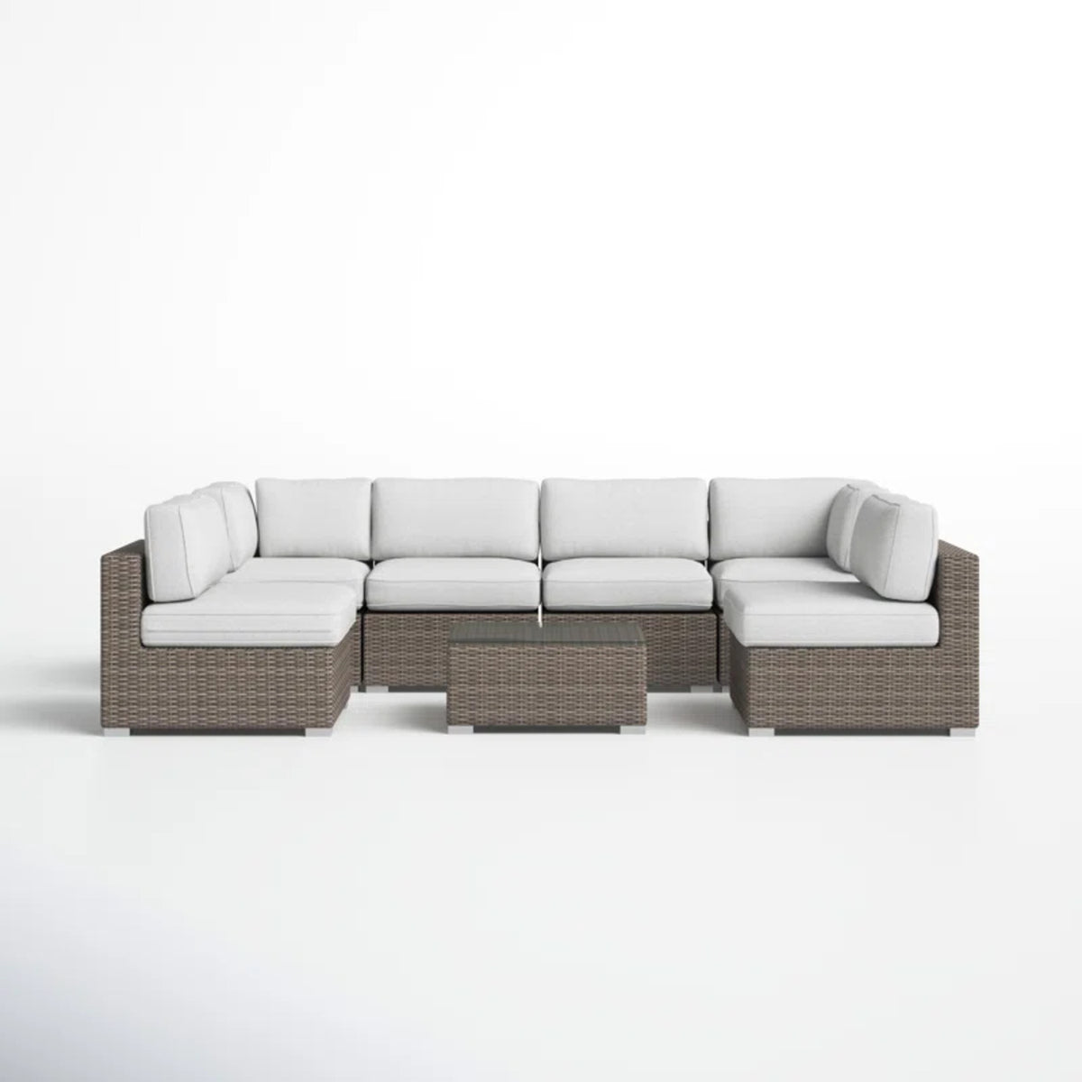 6-Person All-Weather Handwoven Wicker Patio Sectional Set
